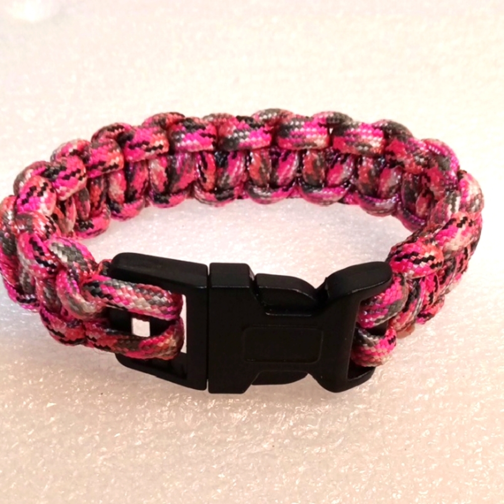 Pink and Black Paracord Bracelet